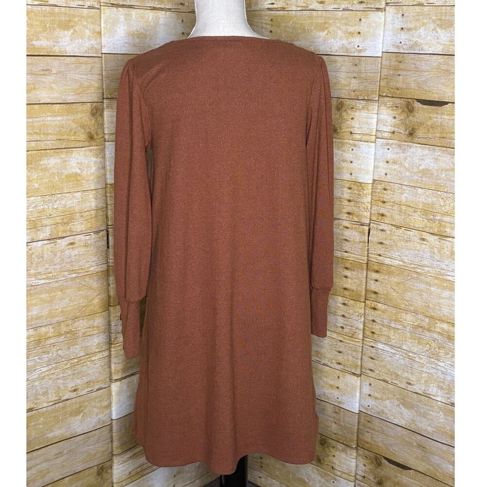 AGB PUFF SHOULDER BALLOON SLEEVE CASUAL EVERYDAY WEAR WORKWEAR SHIFT DRESS SMALL - Picture 3 of 3